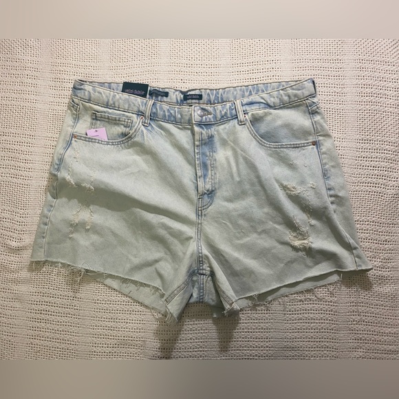Women's High-Rise Cutoff MIDI Jean Shorts - Wild Fable Light Wash 18 - Picture 2 of 8